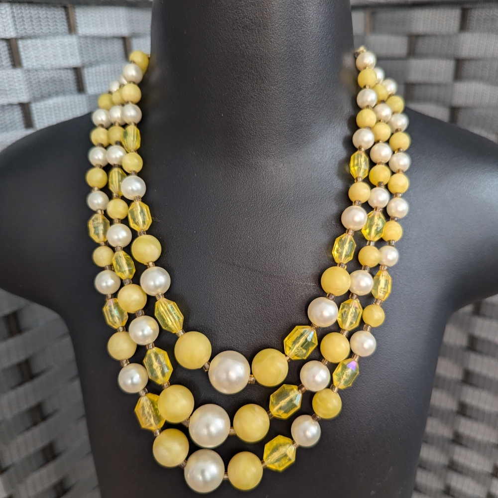 Hong Kong 3 Strand Beaded Necklace